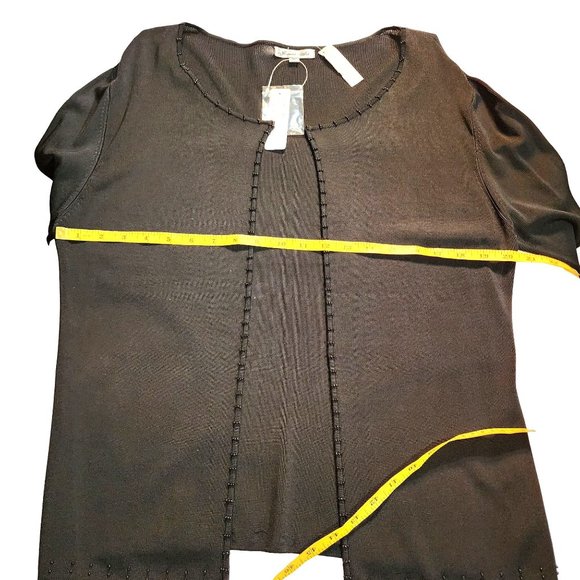 Jessica Ash Black Twin Sweater Set With Accent Black Beading Size XL. New W Tag - Picture 6 of 13